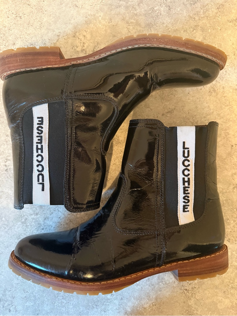 Lucchese Black Patent Rain Boots